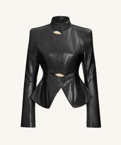 Alternative view of Autumn Metallic Conch PU Jacket - Black