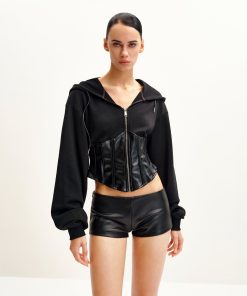 Alternative view of Valentina Structured Corset Hoodie - Black