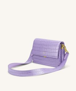 Mini Flap Crossbody - Purple Croc
