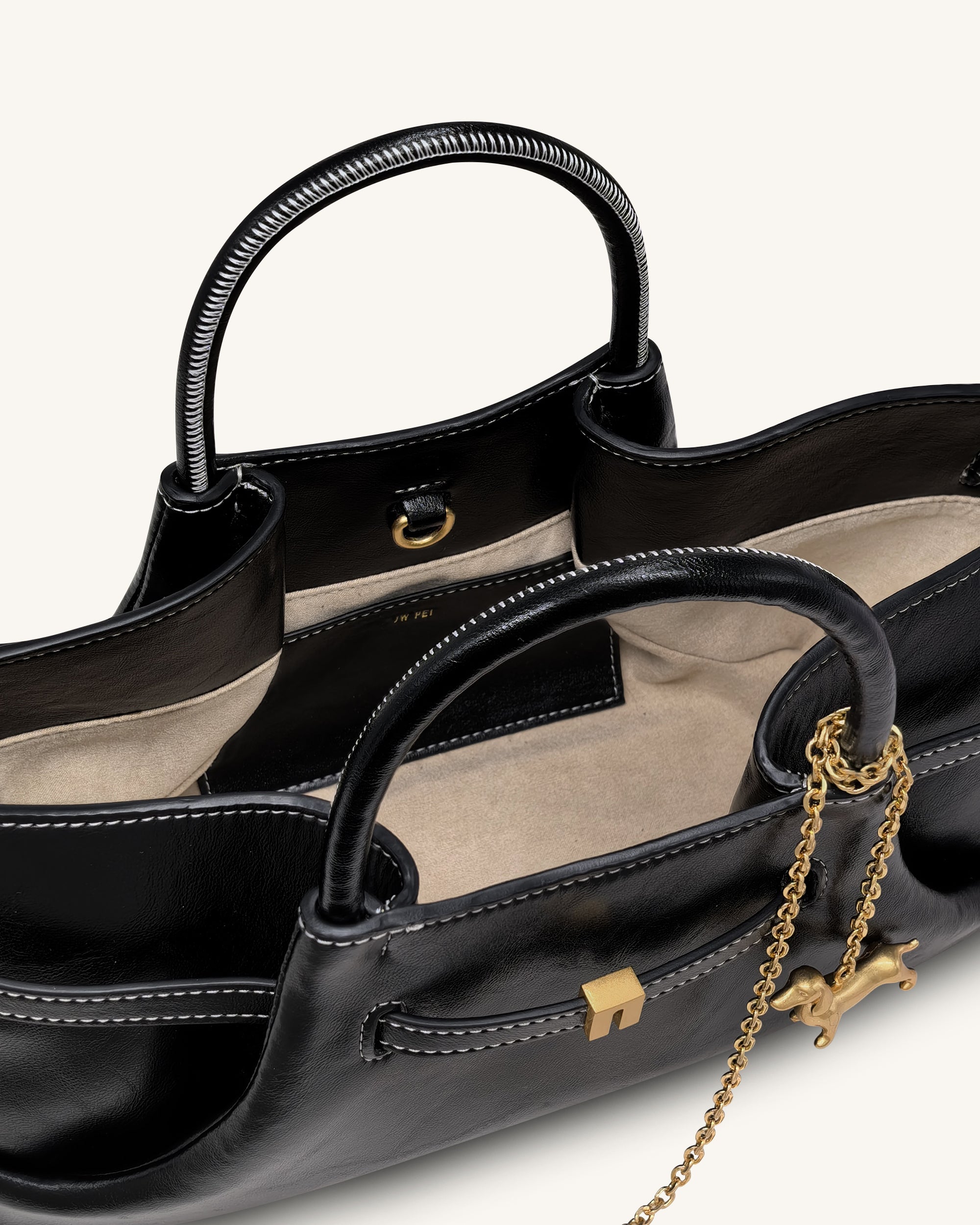 Maeve Dachshund Metal Charm Tote Bag - Black - Image 5