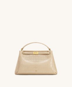 Carmen Top Handle Bag - Beige Croc