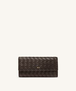 Woven Texture Flap Wallet - Chocolate