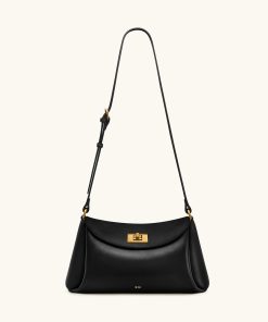Greta Twist-Lock Crossbody Bag - Black