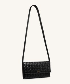 Alternative view of Woven Texture Flap Wallet - Black