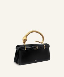 Alternative view of Elena Snake Handle Top Handle Bag - Black