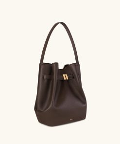 Alternative view of Clara Lock Accent Bucket Shoulder Bag - Mocha Brown
