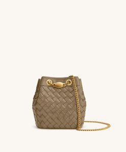 Yara Hand-Woven Bucket Bag - Taupe
