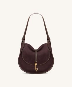 Arla Small Faux Suede Hobo Bag - Chocolate