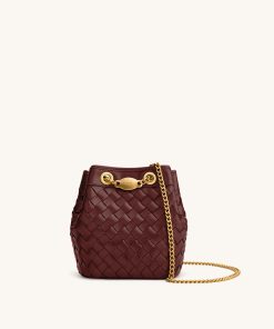 Yara Hand-Woven Bucket Bag - Burgundy