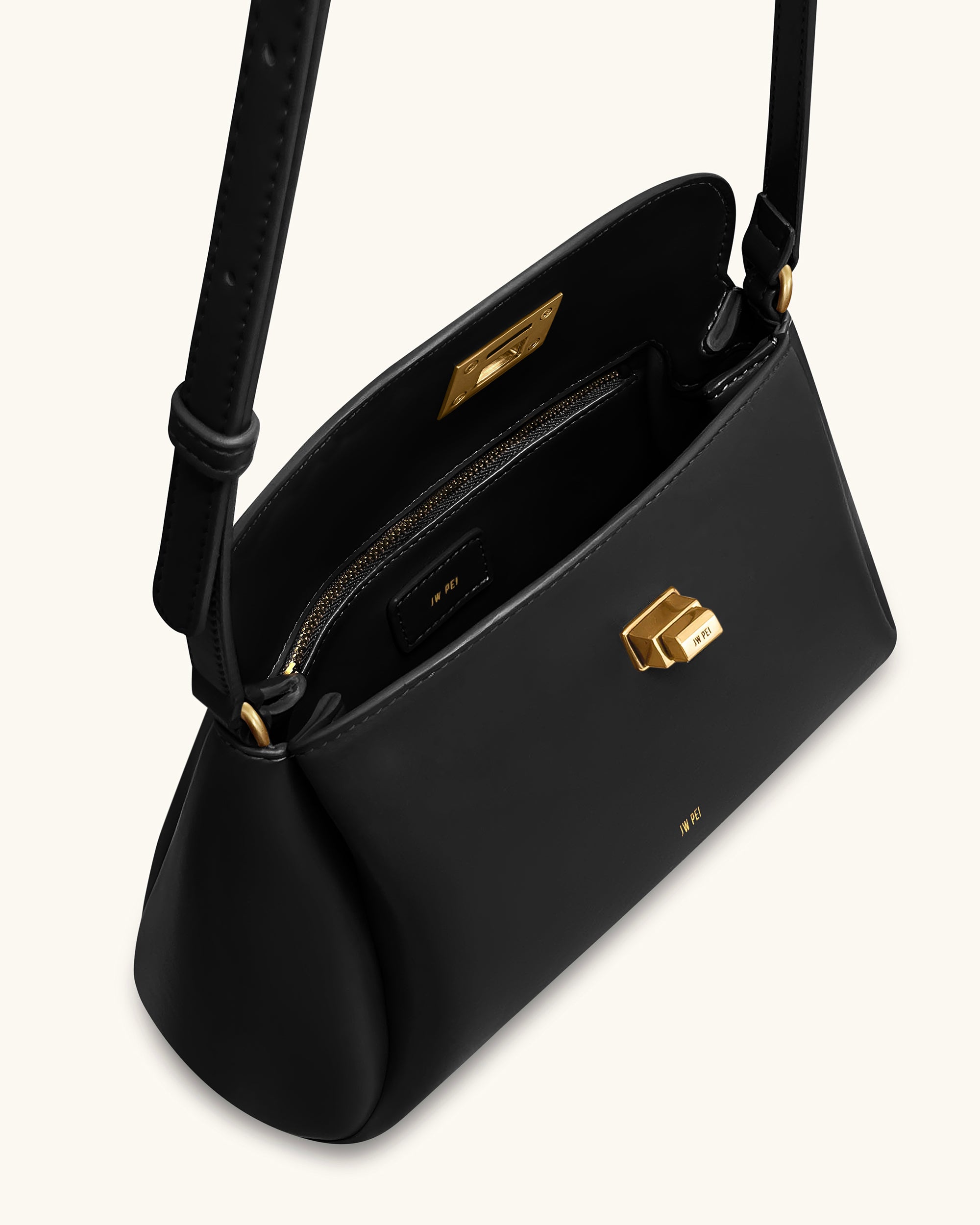 Greta Twist-Lock Crossbody Bag - Black - Image 4