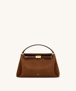 Carmen Faux Suede Top Handle Bag - Brown
