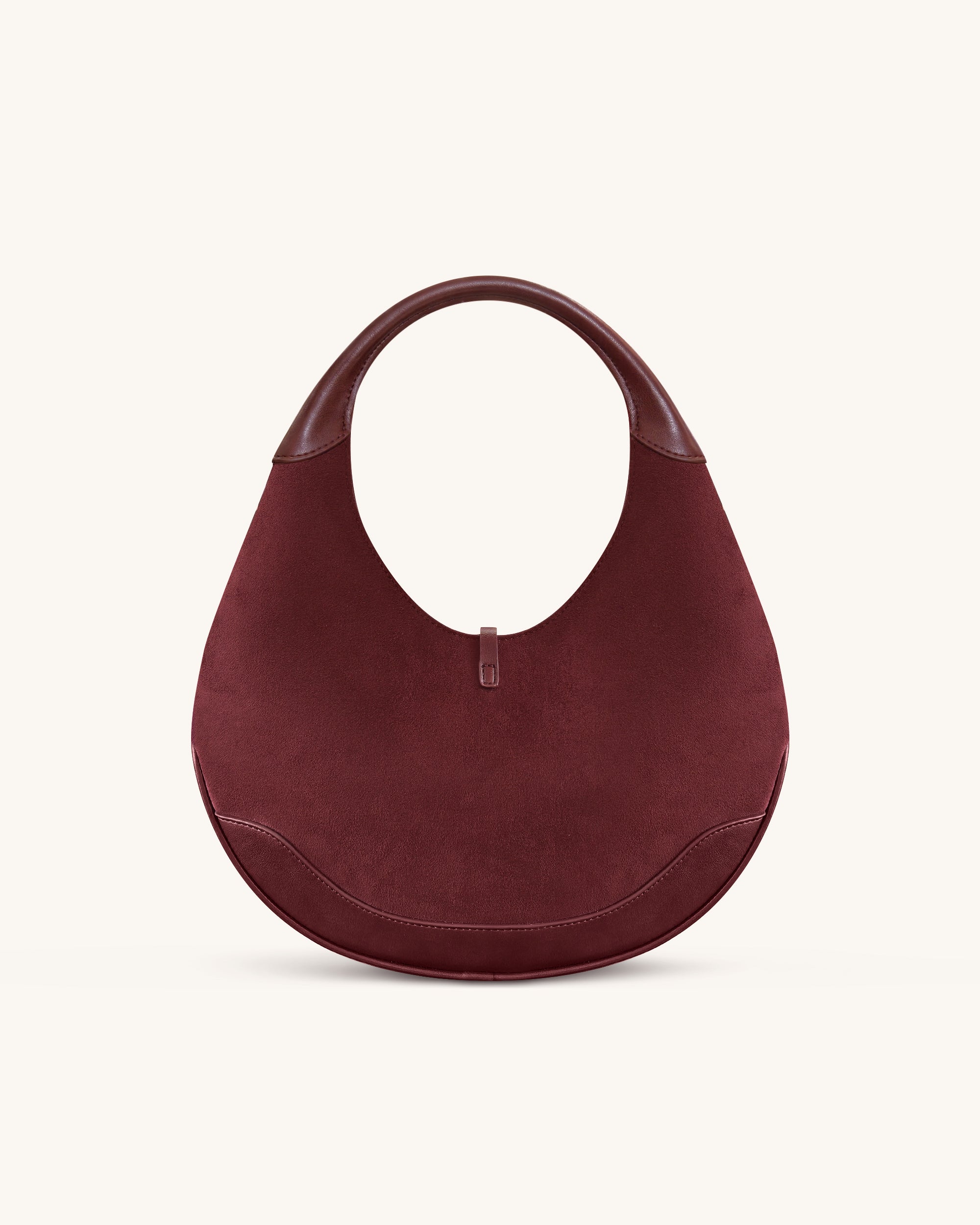 Colette Faux Suede Crescent Hobo Bag - Deep Claret - Image 3