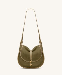 Alternative view of Arla Small Faux Suede Hobo Bag - Olive Green