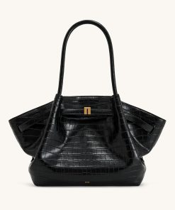 Hana Large Tote Bag - Black Croc