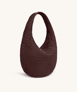 Alternative view of Nola Faux Suede Woven Hobo Shoulder Bag - Dark Mocha