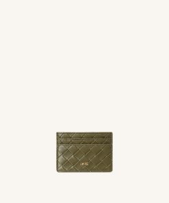 Woven Texture Card Holder - Dark Brown Green