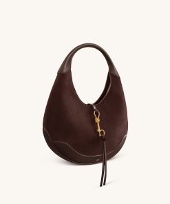 Alternative view of Colette Faux Suede Crescent Hobo Bag - Dark Brown