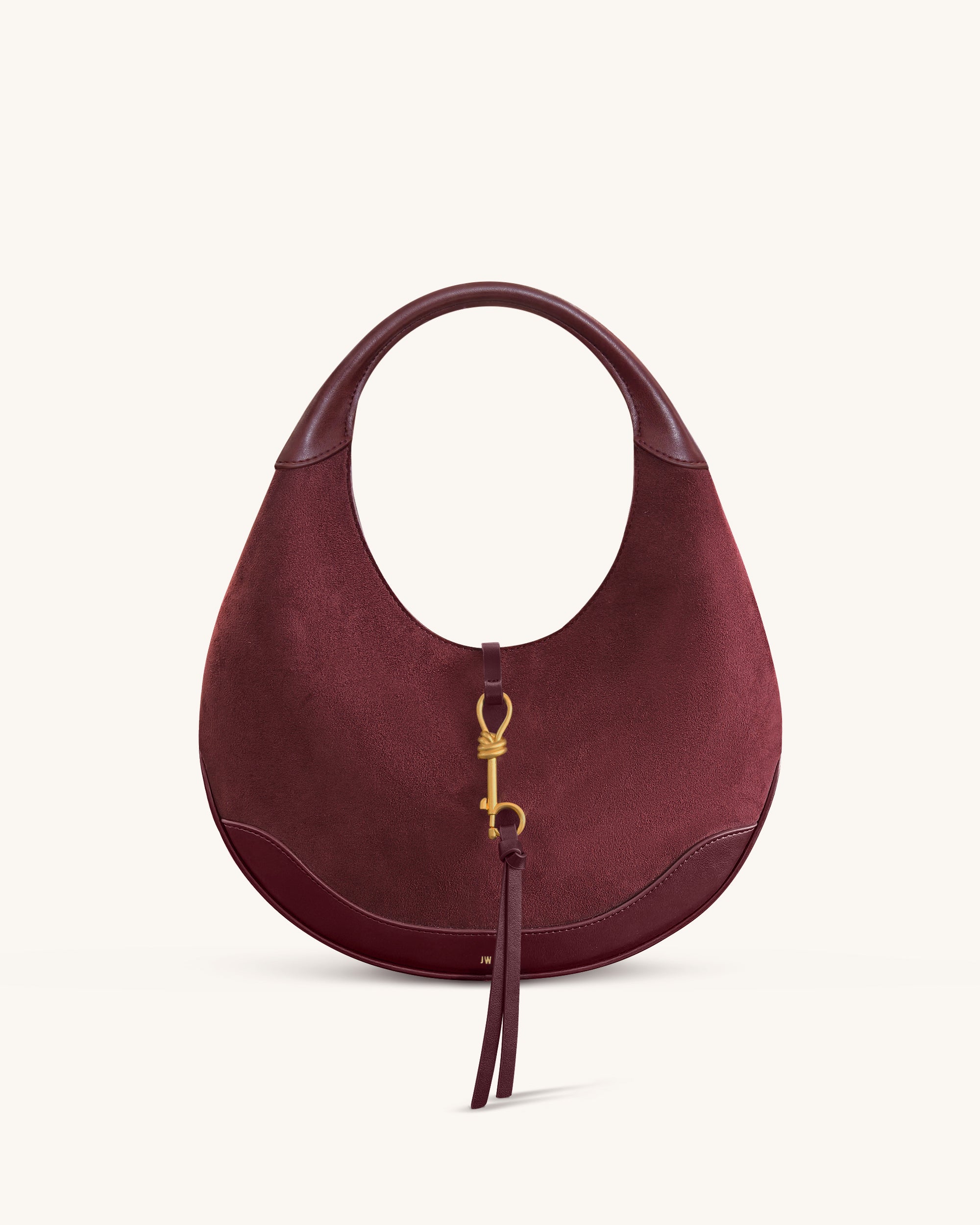 Colette Faux Suede Crescent Hobo Bag - Deep Claret