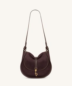 Alternative view of Arla Small Faux Suede Hobo Bag - Chocolate