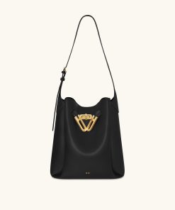 Charlene Double Buckle Hobo Bag - Black