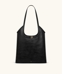 Brooke Belted Embellished Shoulder Tote Bag - Black