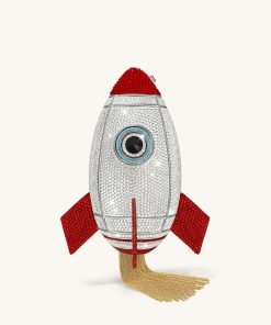 Rocket Shape Faux Crystal Clutch - Silver