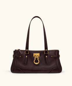 Yvette Elongated Tote Bag - Dark Brown