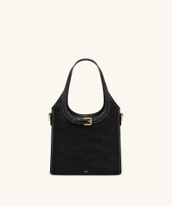 Brooke Mini Belted Embellished Top Handle Bag - Black