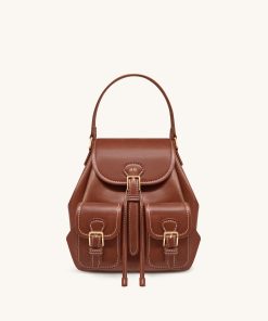 Harper Buckle Pocket Backpack - Dark Brown
