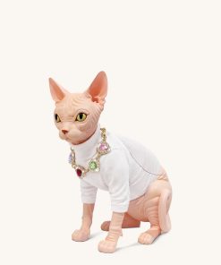 Sadie Gem Necklace Cat Clutch - White