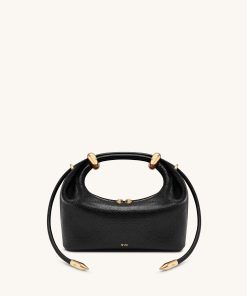 Ellie Metal Ring Embellished Top Handle Bag - Black