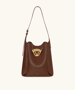 Charlene Double Buckle Hobo Bag - Brown