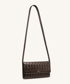 Alternative view of Woven Texture Flap Wallet - Chocolate