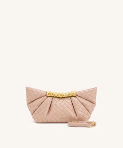 Leia Weave Texture Pleated Clutch - Pink