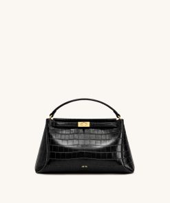 Carmen Top Handle Bag - Black Croc