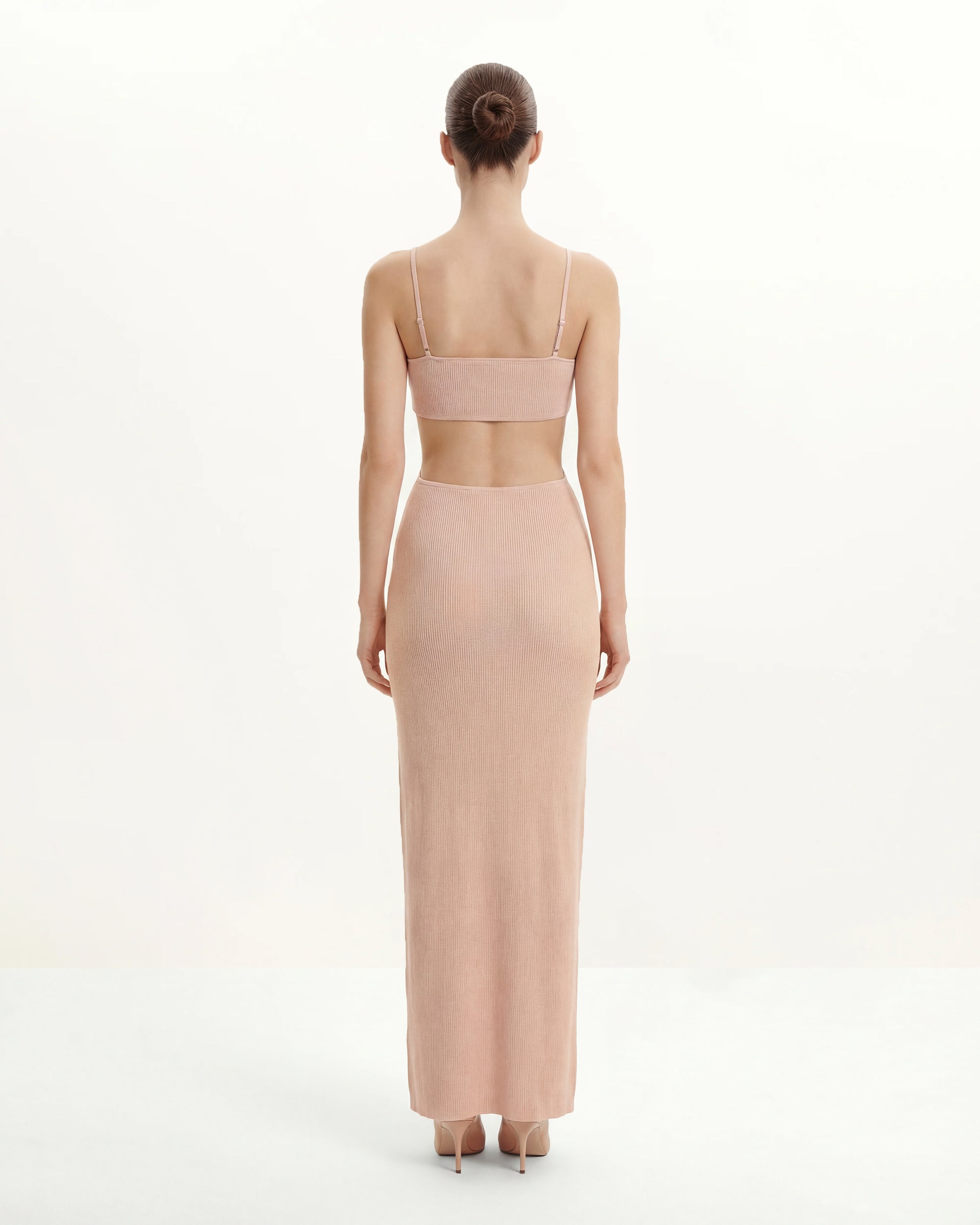 Ribbed Knit Cutout Maxi Dress - Pink - Image 3