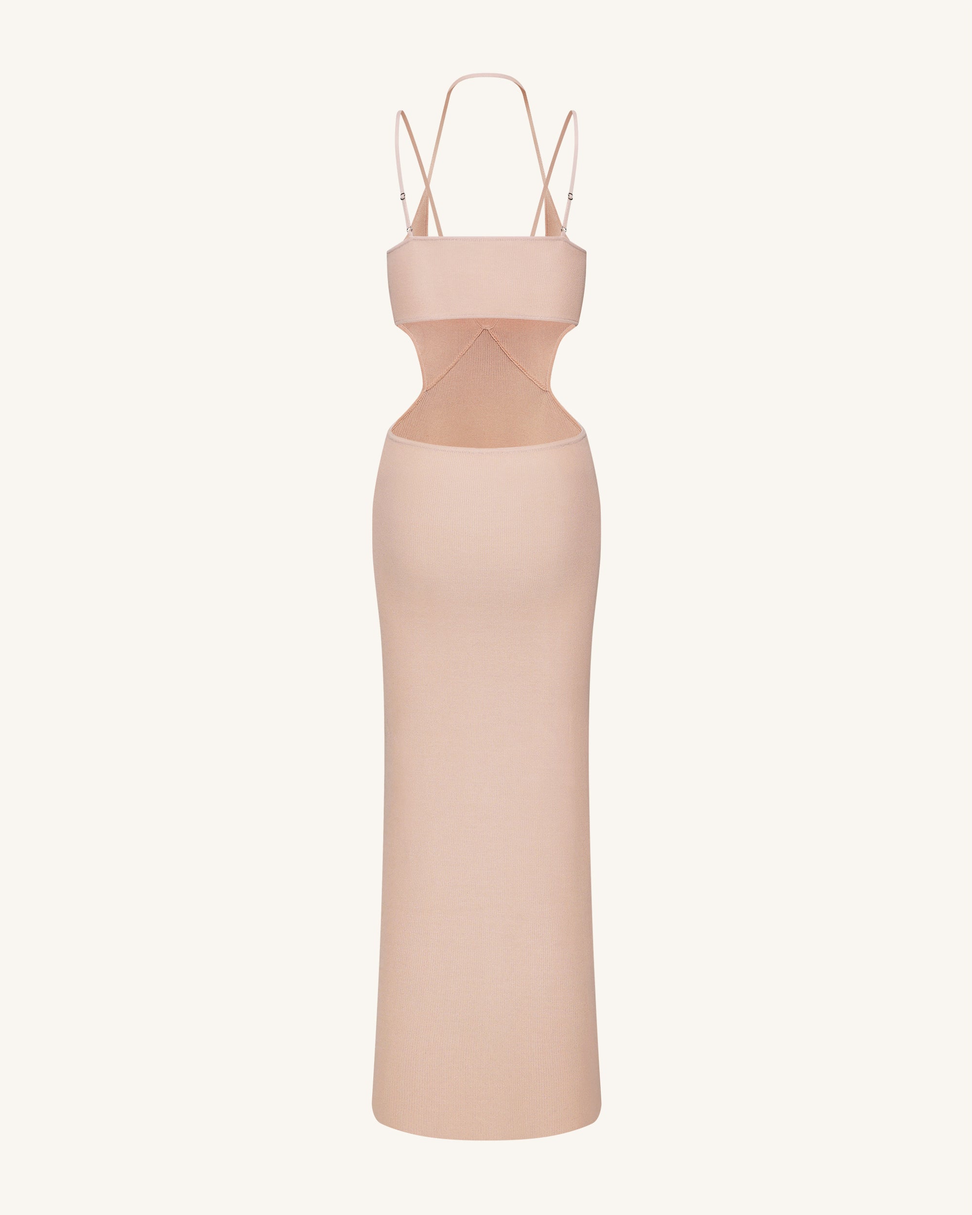 Ribbed Knit Cutout Maxi Dress - Pink - Image 6