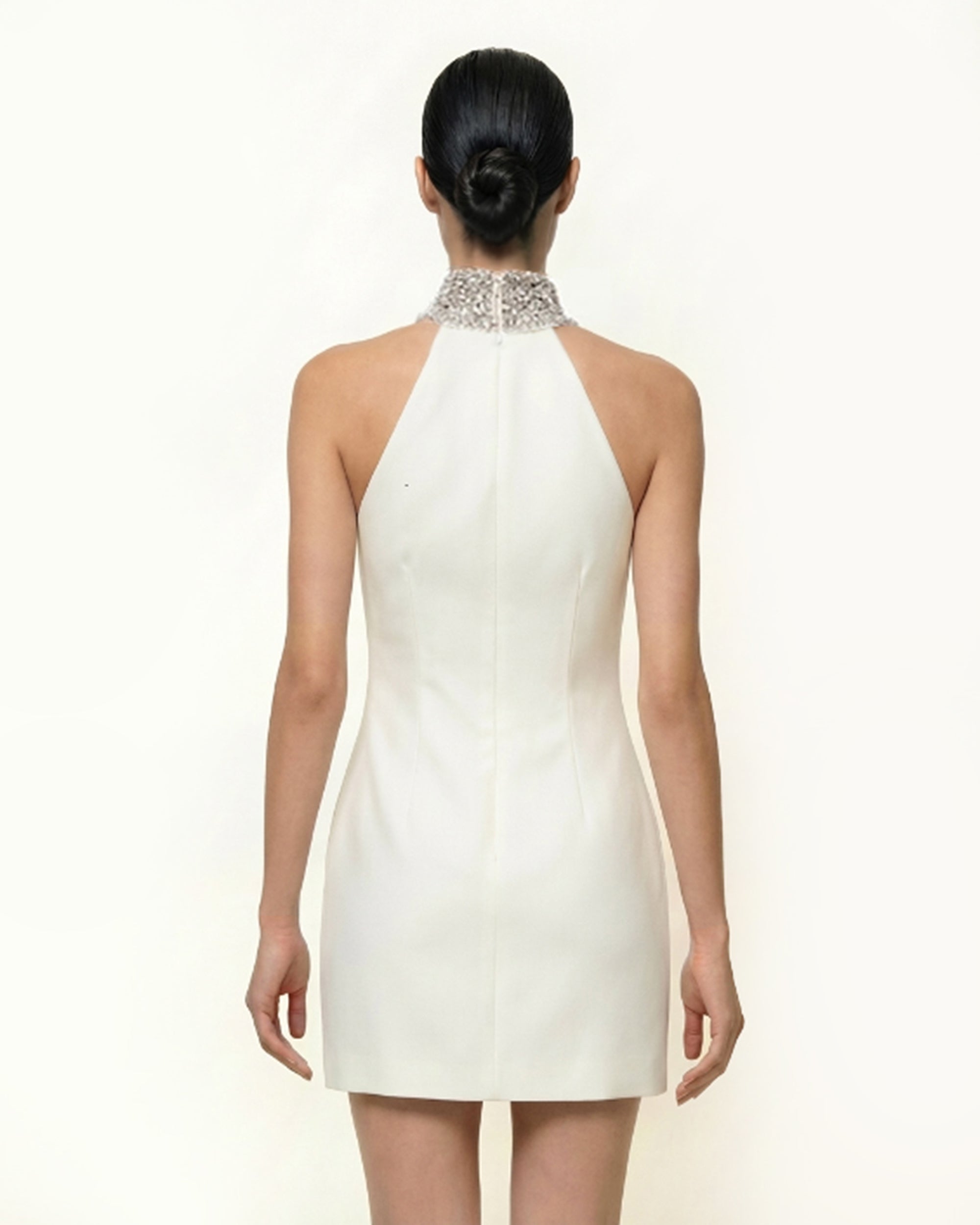 Jeweled Halter Iris Motif Dress - White - Image 2
