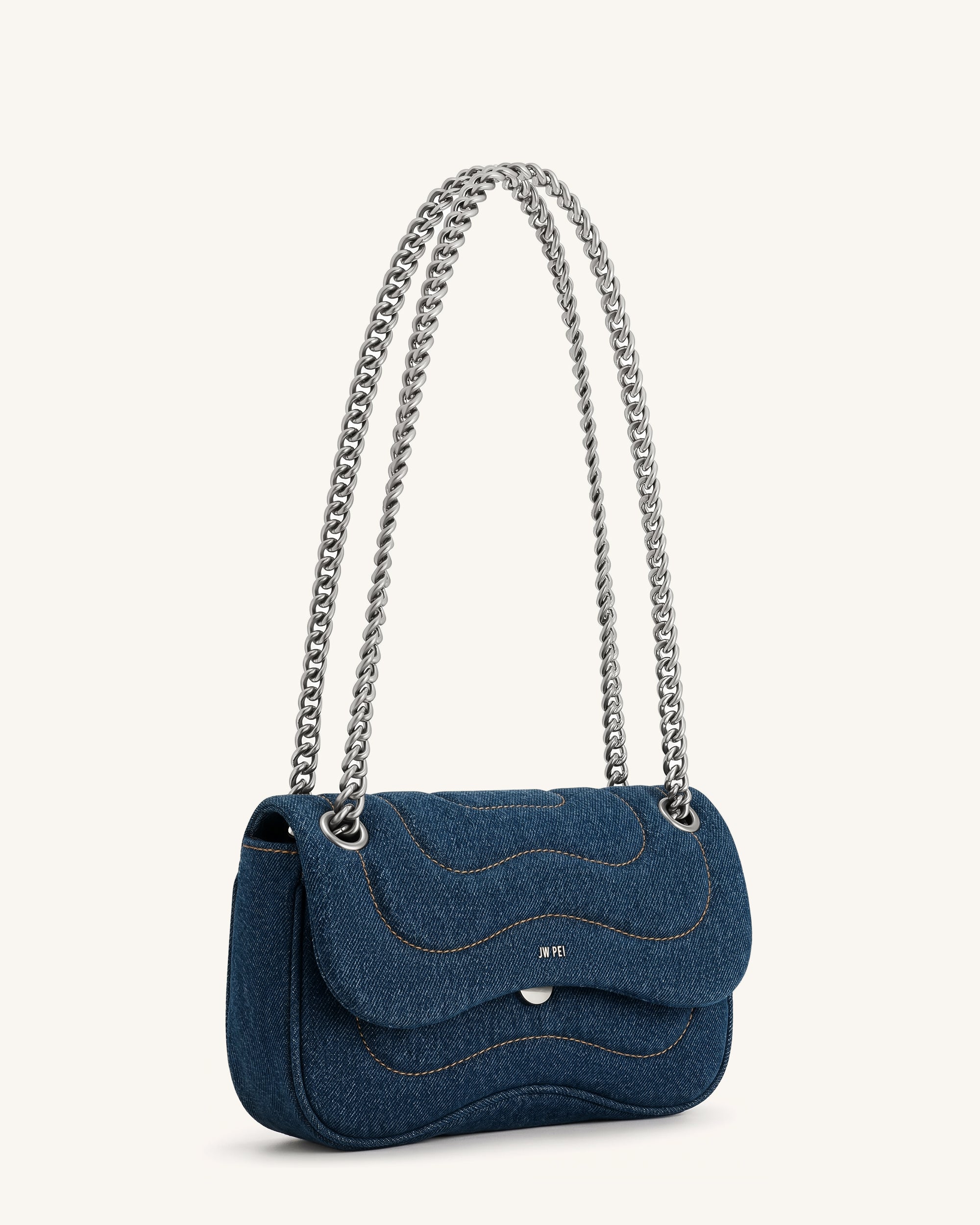 Tina Quilted Chain Crossbody - Blue Denim - Image 2
