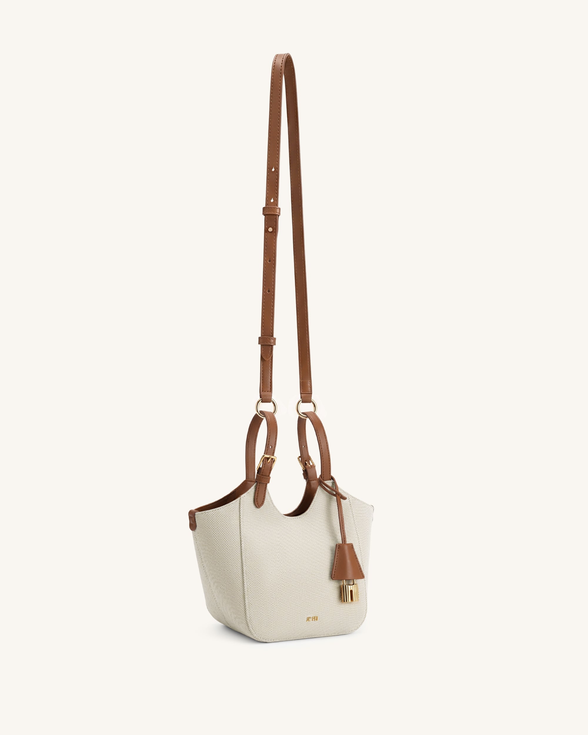 Ines Padlock Tote Bag - Brown Canvas - Image 2
