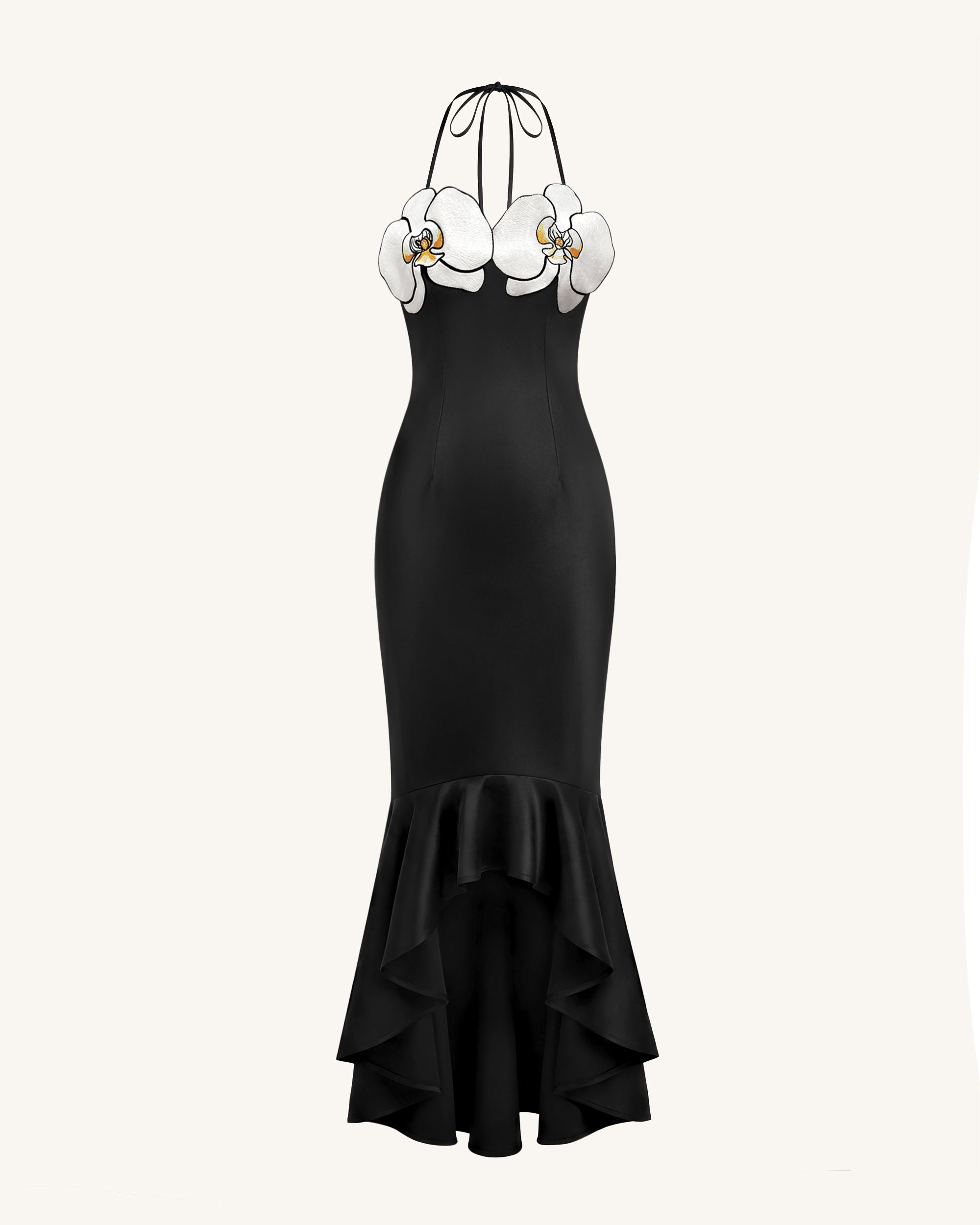 Orchid Embroidered High-Low Midi Dress - Black - Image 2