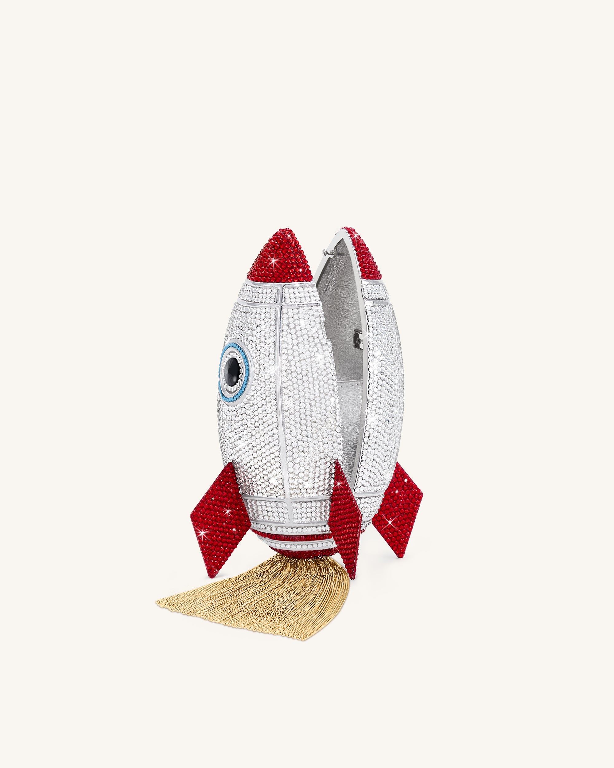Rocket Shape Faux Crystal Clutch - Silver - Image 3
