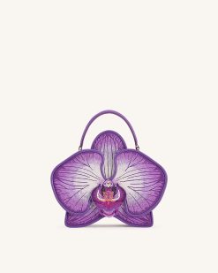 Flora Orchid Shaped Top Handle Bag - Purple