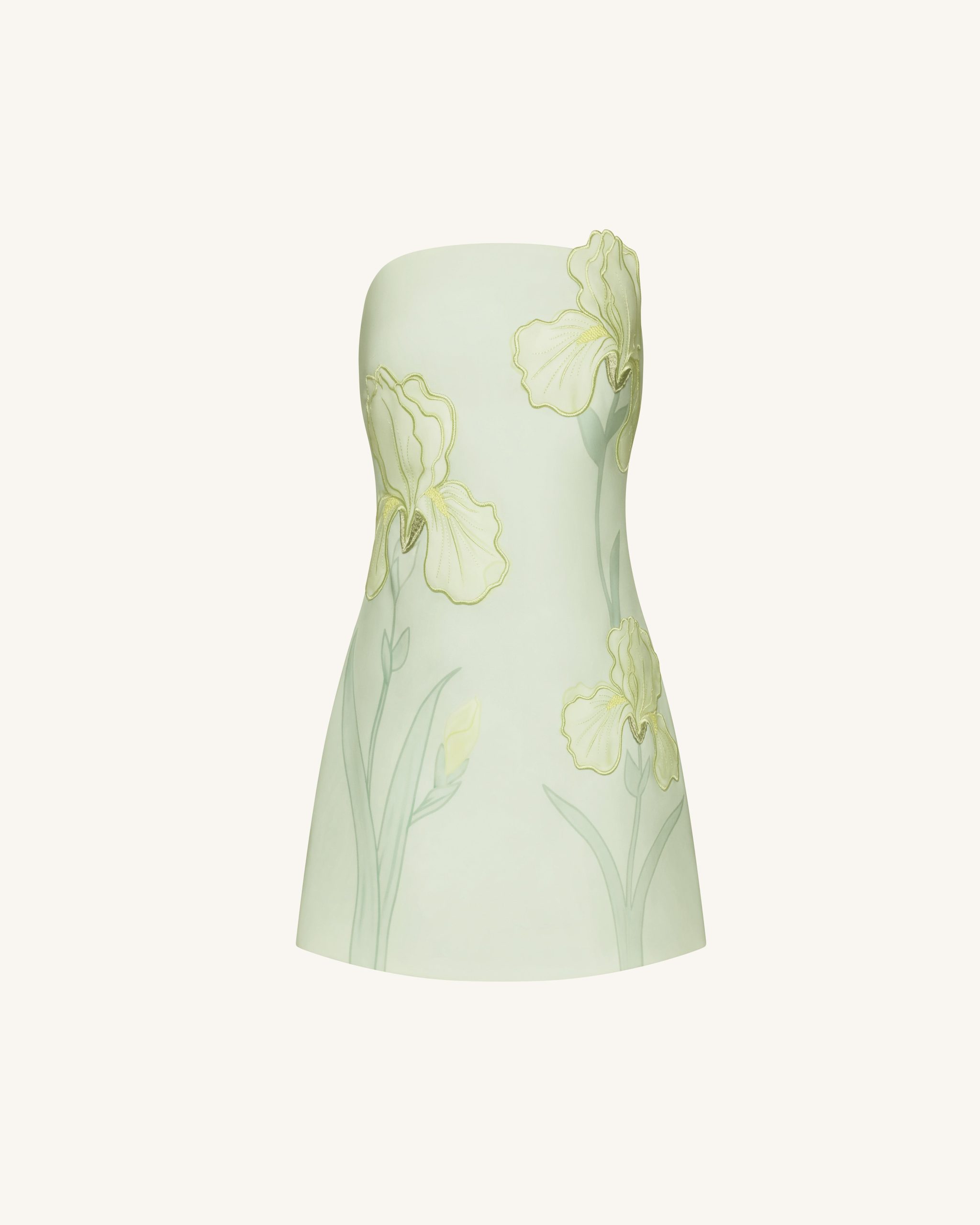 Iris Floral Print Strapless Dress - Green - Image 3