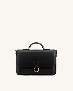 Mirelle Pebbled Top Handle Satchel - Black