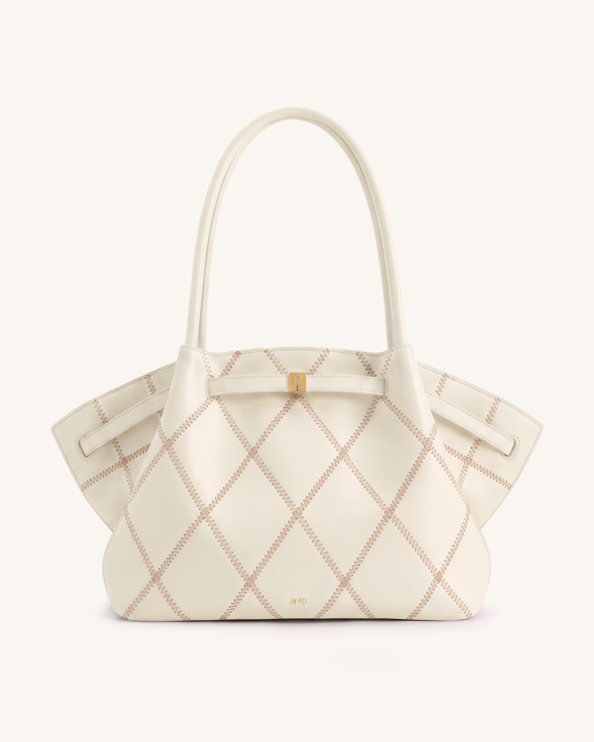 Hana Large Quilting Tote Bag - Ivory White