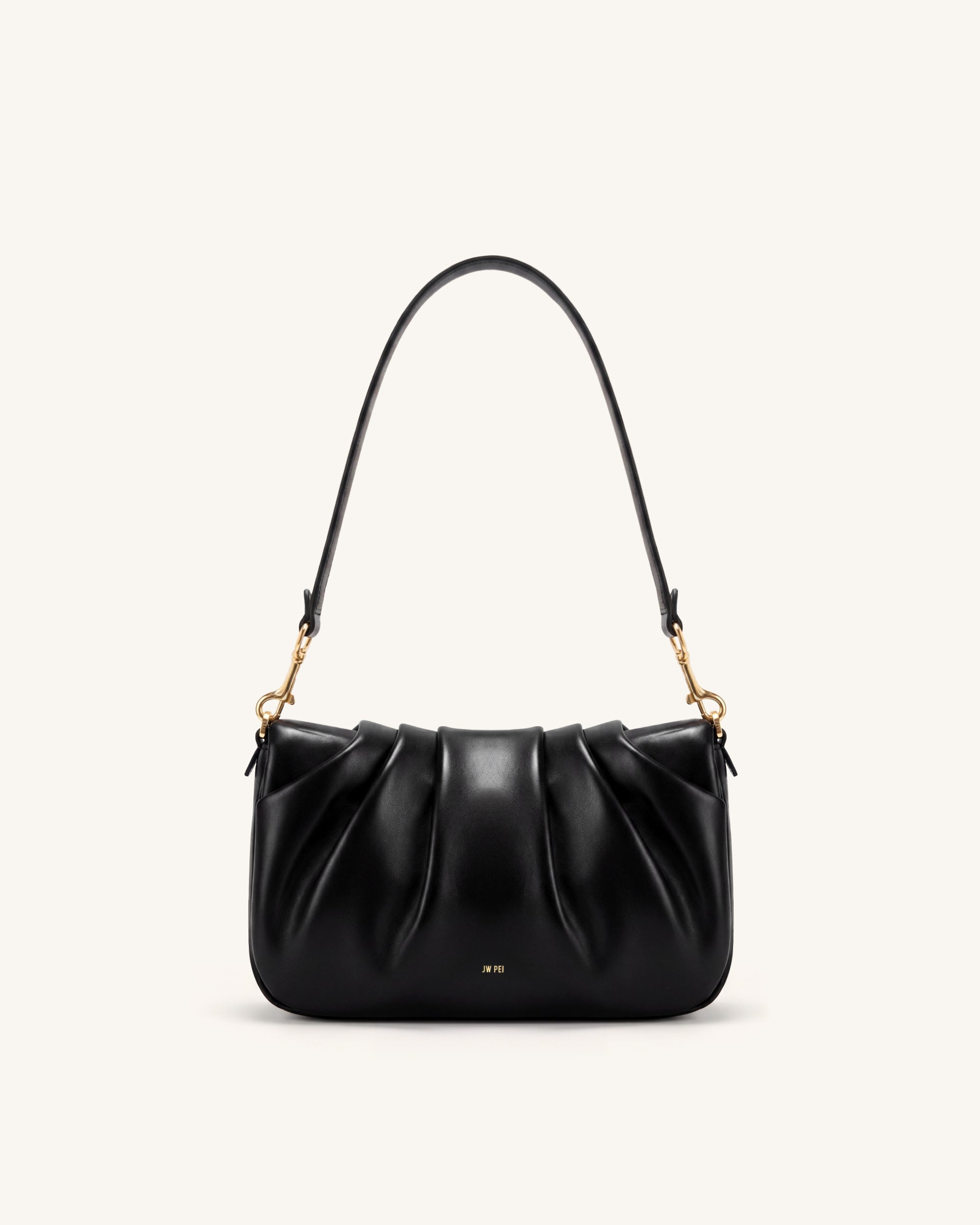 Sofia Ruched Shoulder Bag - Black - Image 3
