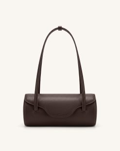 Solenne Barrel Shoulder Bag - Dark Brown