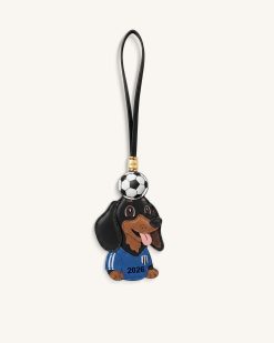 World Cup Dachshund Soccer Ball Bag Charm - Blue