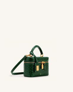 Alternative view of Cleo Box Shape Top Handle Bag - Forest Green Croc